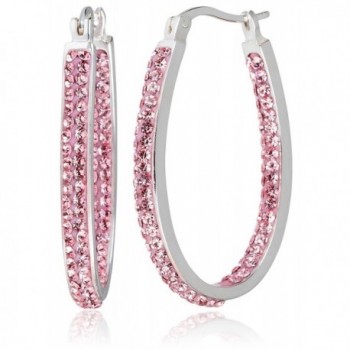 Carly Creations Women's Silver Plated Genuine Crystal Hoop Earring - Pink - CC17Z4OSW87