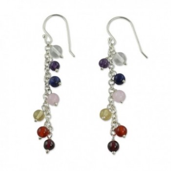 NOVICA .925 Sterling Silver and Multi-Gemstone Chakra Dangle Earrings- 'Tranquility' - CB127XY2XT3