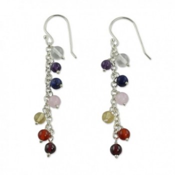 NOVICA .925 Sterling Silver and Multi-Gemstone Chakra Dangle Earrings- 'Tranquility' - CB127XY2XT3