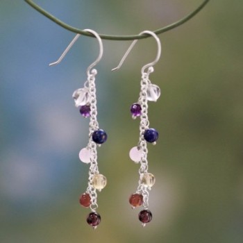 NOVICA Sterling Multi Gemstone Earrings Tranquility in Women's Drop & Dangle Earrings