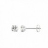 14K White Gold Round Cubic Zirconia (CZ) Double Basket Push Back Stud Earrings - 2 mm to 10 mm - CC11OREEFOT