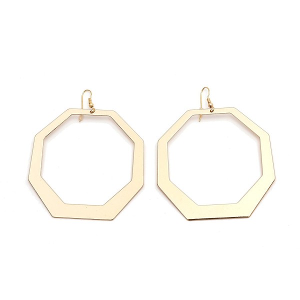 Large Gold-Plated Hoop Earrings Geometric Dangle Earrings For Women - CQ188Q504KM