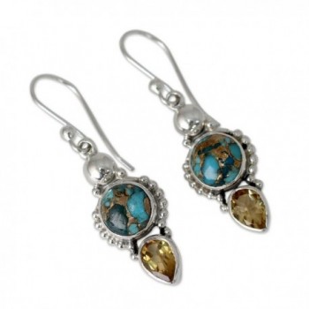 NOVICA Reconstituted Turquoise Sterling Earrings