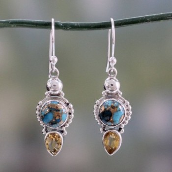 NOVICA Reconstituted Turquoise Sterling Earrings in Women's Drop & Dangle Earrings