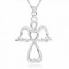 925 Sterling Silver Guardian Angel Cross Pendant Necklace- 18" - C917YZHTRE7