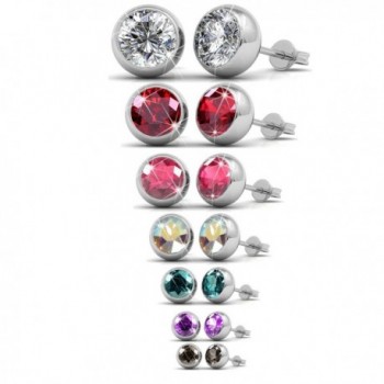 VEAMOR 7 Pairs Swarovski Earrings Studs With 18K White-Gold Plated Womens Fashion Jewelry Set - Ball - CZ17YR2D765