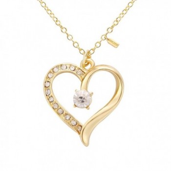 MANZHEN Gold Love Open Heart Zirconia Diamond Pendant Necklace-18'' - C412K0AKDKH