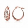 Sterling Silver Diamond-cut Filigree Swirl Small Hoop Earrings - Rose Gold Flashed - CQ189IZ7TG8