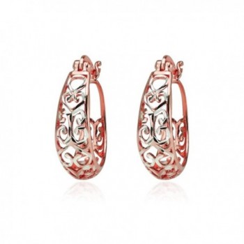 Sterling Two Tone Diamond cut Filigree Earrings