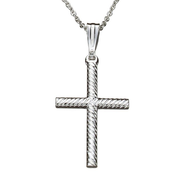 Sterling Silver Rope Cross Pendant Cable Chain Necklace Italy - CI12O80ONDP