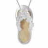 Hawaiian Silver Jewelry Sterling Silver Mother Of Pearl Synthetic CZ Slipper Flip Flop Necklace- 18-Inch - CC11M3THN9J