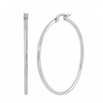 Stainless Steel 1 3/4" Inch Thin Round Wire Hoop Earring - CY11RHCQQP9