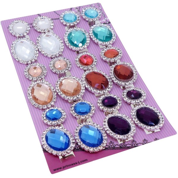Trendy Flat Round and Oval with Clear Crystal and Color Rhinestones Clip-on Earrings - CY12O6TK752
