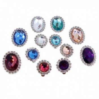 Trendy Round Crystal Rhinestones Earrings in Women's Clip-Ons Earrings