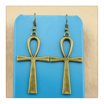 Simple Vintage ankh cross Charm Dangle Earring- Charming Drop Earring - CE12LJ2M62T