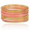 Lux Accessories stone Cut Metal Textured Bangle Set - Pink - CH11IR40VF7