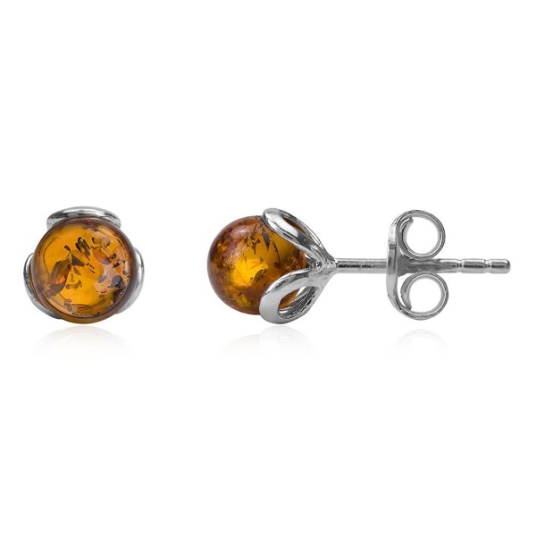 Amber Sterling Silver Small Stud Earrings - CB12ODMNMVG