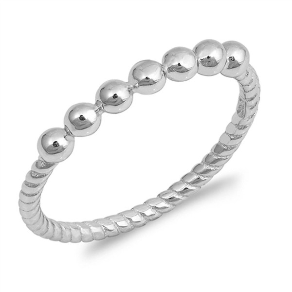 Ball Bead Stackable Ring New .925 Sterling Silver Rope Twist Band Sizes 4-10 - CL12NAJ7HKY