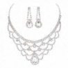 FAYBOX Sparkly Rhinestone Beaded Choker Necklace Earrings Wedding Jewelry Sets - C312C00VGDJ