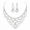 FAYBOX Sparkly Rhinestone Beaded Choker Necklace Earrings Wedding Jewelry Sets - C312C00VGDJ