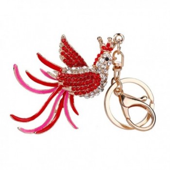 EVER FAITH Women's Crystal Enamel Flying Queen Phoenix Bird Keychain Gold-Tone - Red - CP12HAXS1C9