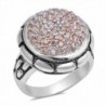 Large Round Champagne Simulated CZ Fashion Ring New .925 Sterling Silver Band Sizes 6-10 - CL12O20D2KQ