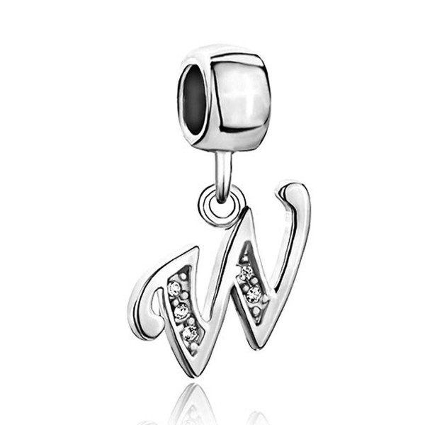 Letter W Charms for Bracelet Clear Crystal Dangle Alphabet Beads - CL11ZNJOM63