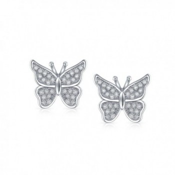 Bling Jewelry CZ Butterfly Stud earrings 925 Sterling Silver 10mm - CF11BH5F43H