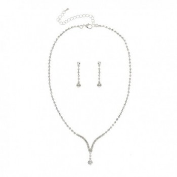 Bridal Wedding Bridesmaid Rhinestone Crystal Necklace Earrings Set N218 - C611FLRN9ZR