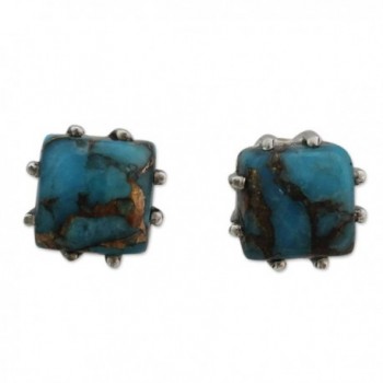 NOVICA Reconstituted Turquoise .925 Sterling Silver Stud Earrings 'Ocean Sky' - CN12E4PIXXJ