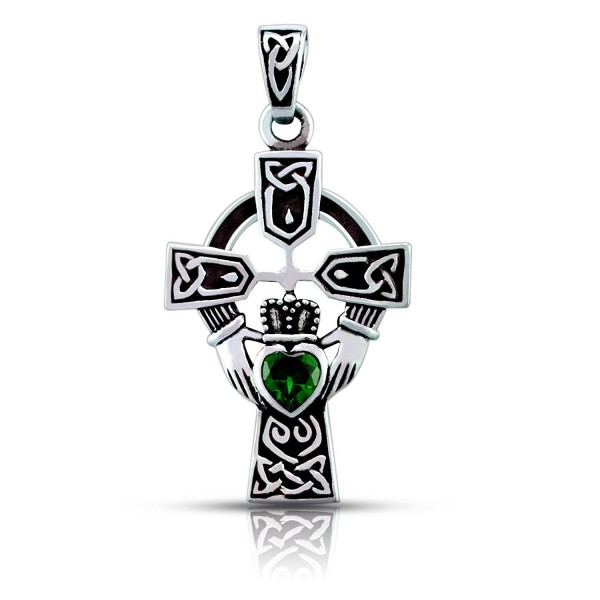 WithLoveSilver Sterling Silver 925 Celtic Cross and Claddagh Heart Pendant - CT1873S0ONS