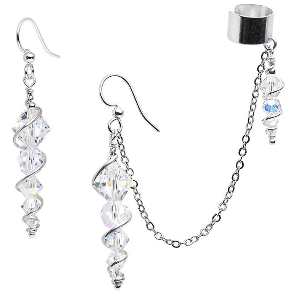 Body Candy Handcrafted Silver Plated Icicle Cuff Chain Earring Created with Swarovski Crystals - CR125Y4BGVZ