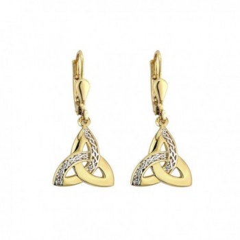 Trinity Knot Earrings Two Tone Gold Plated Irish Made - CV187Y83RXN