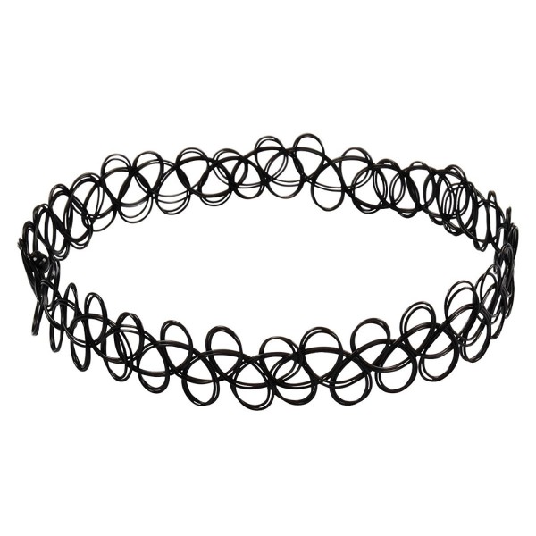 Jane Stone Choker Black Stretch Gothic Tattoo Henna Necklace - Black - C711TRQAOHD