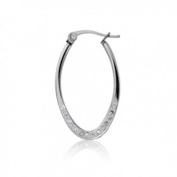 Stainless Steel Crystal 25mm Earrings in Women's Hoop Earrings