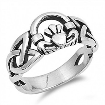 Celtic Trinity Knot Claddagh Heart Ring New .925 Sterling Silver Band Sizes 5-12 - CK187YYSHAX