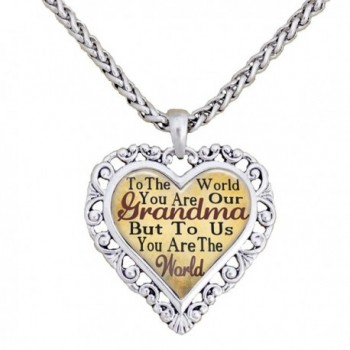 Grandma You Are The World To Us Silver Chain Necklace Heart Jewelry Grandmother - CL12BP20445