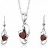 Garnet Pendant Earrings Set Sterling Silver Rhodium Nickel Finish Heart Shape 2.00 Carats - CJ112SVKWO5