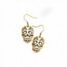 Antiqued Gold Sugar Skull Cutout Drop Earring [D&iacutea de los Muertos] - C4187D6INAC