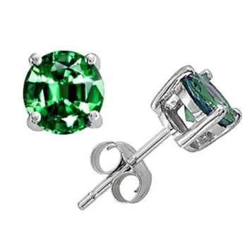 Star K Round 7mm Simulated Emerald Earrings Studs Sterling Silver - CA1191J7G4V