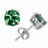 Star K Round 7mm Simulated Emerald Earrings Studs Sterling Silver - CA1191J7G4V