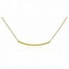 Bar Pendant Necklace .925 Sterling Silver Gold Tone Curved Horizontal Design 16" - 17" - CU11Q5K9543