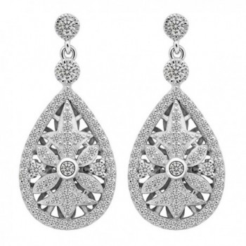 EVER FAITH 925 Sterling Silver Elegant Pave CZ Hollow-out Gastby Inspired Chandelier Earrings Clear - C9127MPSMBB