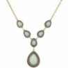 Lux Accessories Burnish Gold Tone Faux Jade stone Teardrop Statement Necklace - CB182T97QZS