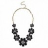 Lux Accessories Black Floral Flower Pave Crystal Statement Necklace - CF125R46B03