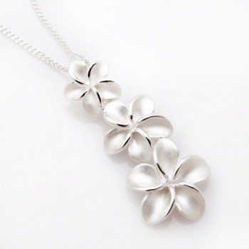 Sterling Finished Plumerias Hawaiian Necklace in Women's Pendants