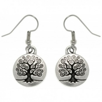 Jewelry Trends Antiqued Pewter Alloy Celtic Tree of Life Round Dangle Earrings - CK11FERQGNL