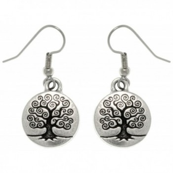 Jewelry Trends Antiqued Pewter Alloy Celtic Tree of Life Round Dangle Earrings - CK11FERQGNL