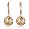 Lanfeny Sterling Silver Dangle Earrings Filigree Hollow Ball with Crystal Cubic Zirconia Encased - Pink - C112C6UH5SD