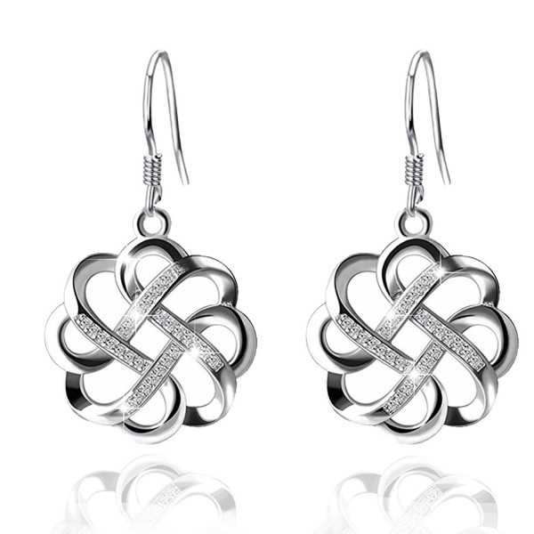 YAXING 925 Sterling Silver GOOD LUCK Knot Vintage Women Drop Earrings - CV1859IIZ63